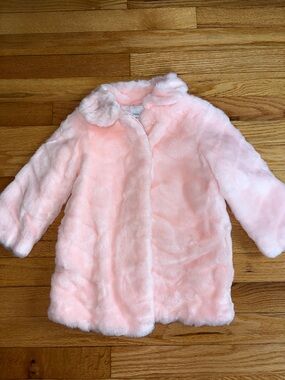 Janie and Jack Pale Pink Faux Fur Pea Coat